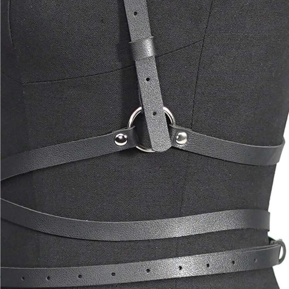 Vegan Leather Wrap-Around Suspender Harness Belt - Picture 2 of 9